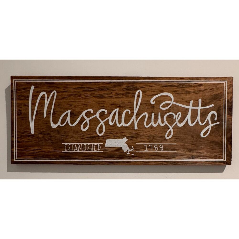 Clairmont Co Massachusetts Wood Sign Established 1788 Plaque Farmhouse 18x7